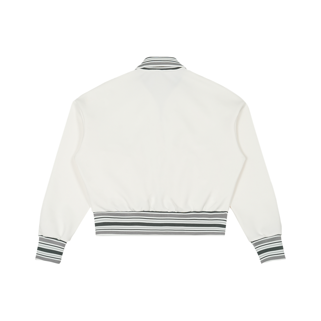 Striped Rib Collar Zip Jacket