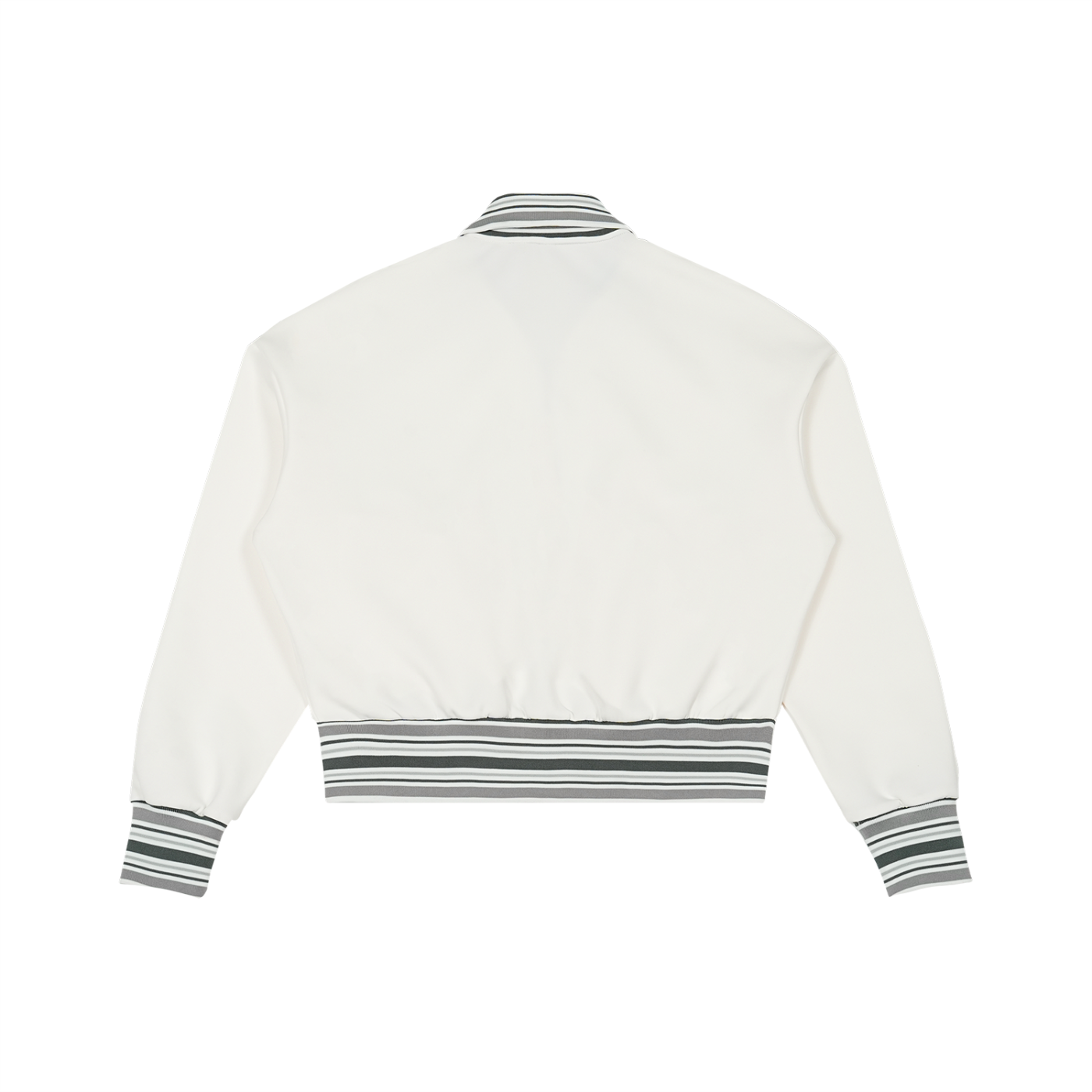 Striped Rib Collar Zip Jacket