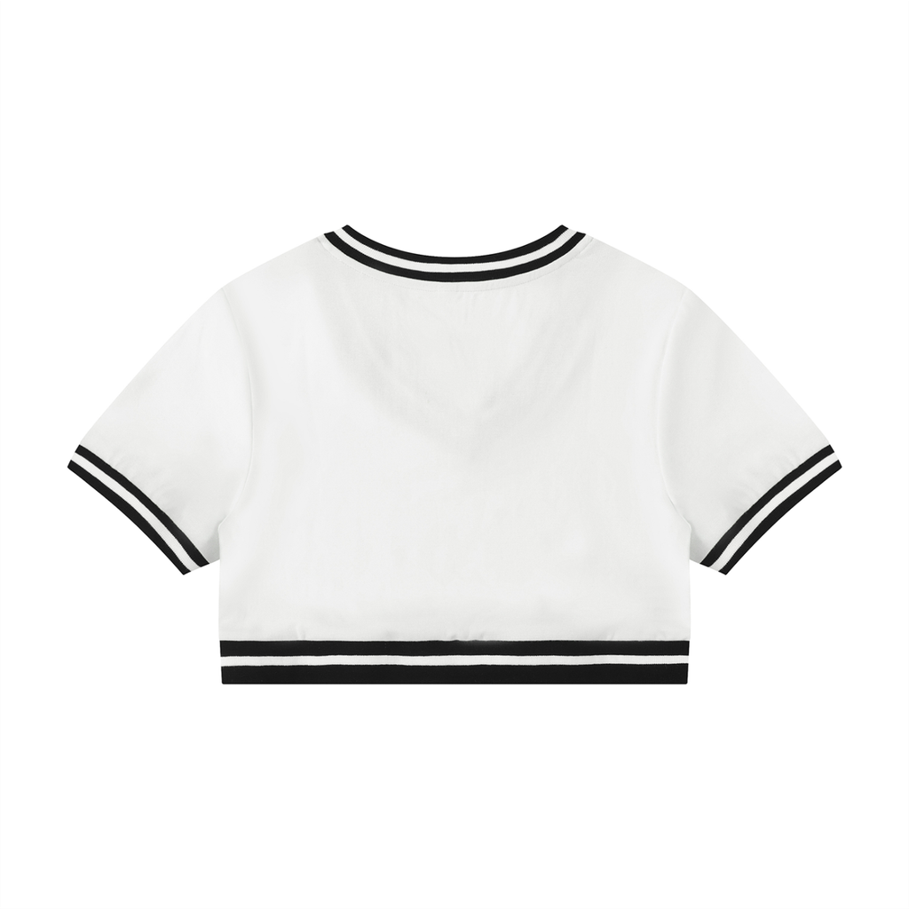 Women's Color Block V-Neck Crop T-Shirt