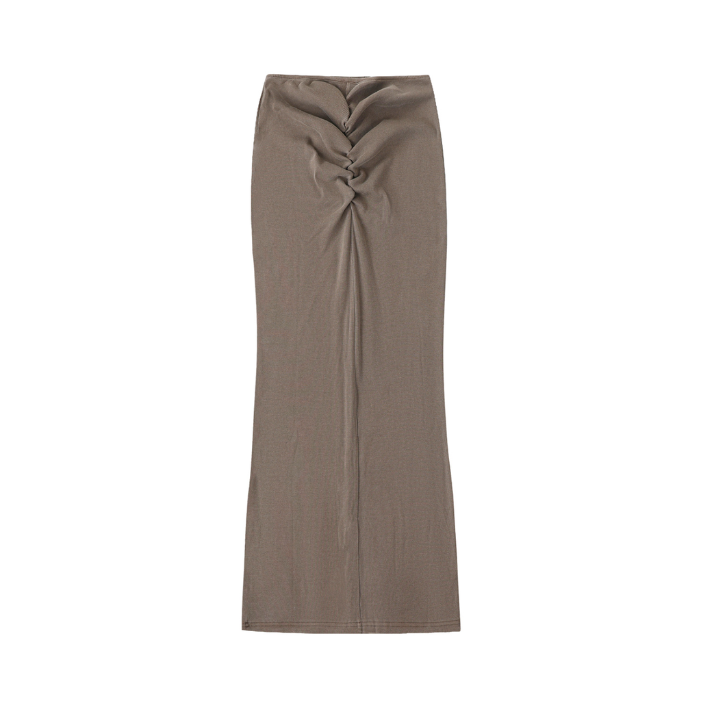 Dyed Washed Drawstring Maxi Skirt