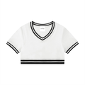 Women's Color Block V-Neck Crop T-Shirt