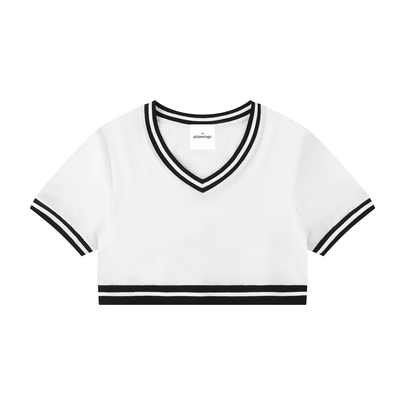 Women's Color Block V-Neck Crop T-Shirt