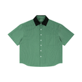 Unisex Striped Boxy Contrast Collar Shirt